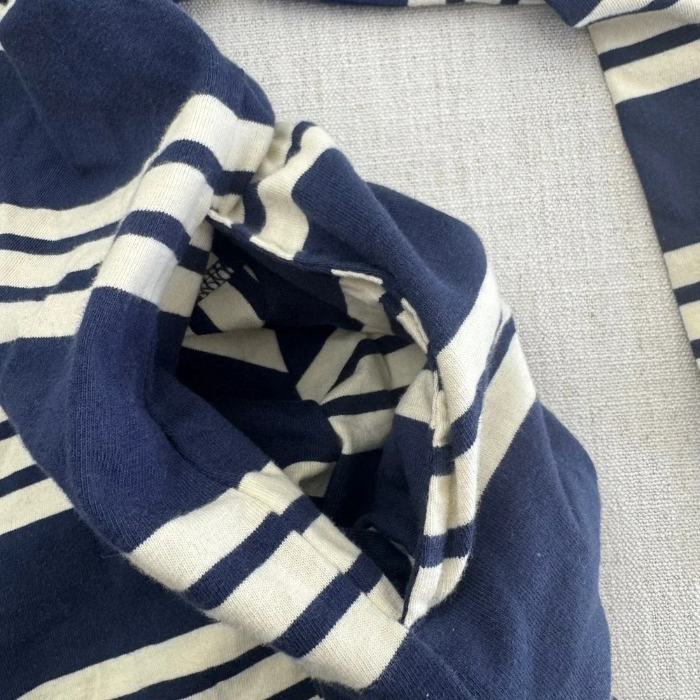 Gap Kids Girls Striped Rugby Dress Navy Cream Long Sleeve Cotton S‎ 6/6X NEW